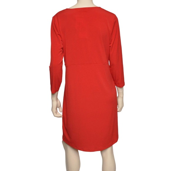 Michael Kors Matte Jersey V-Neck 3/4 Sleeve Shift Dress Red 8/10/14 $130 - Picture 4 of 5